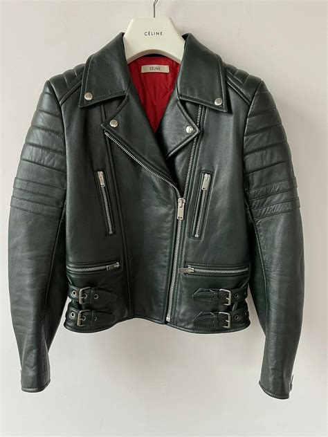 celine phoebe philo leather jacket|Céline by Phoebe Philo leather biker jacket, sz 36 .